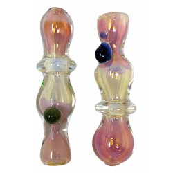 3" Gold & Silver Fumed Double Bubble Chillum Hand Pipe - (Pack of 2) [RKP79]
